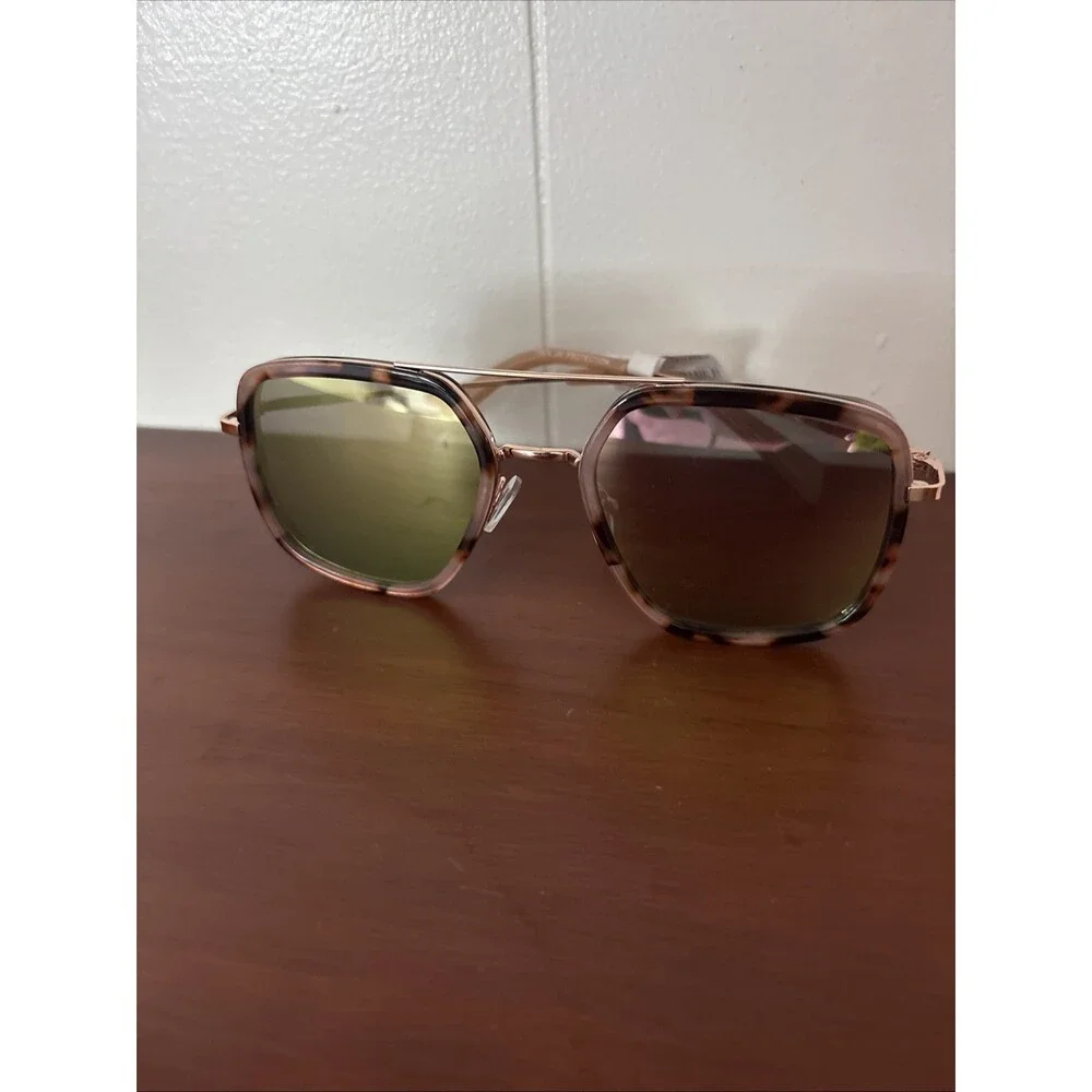 Lane Bryant Oversized Sunglasses Rose Gold Tortoise Aviator Style Metal Frame
